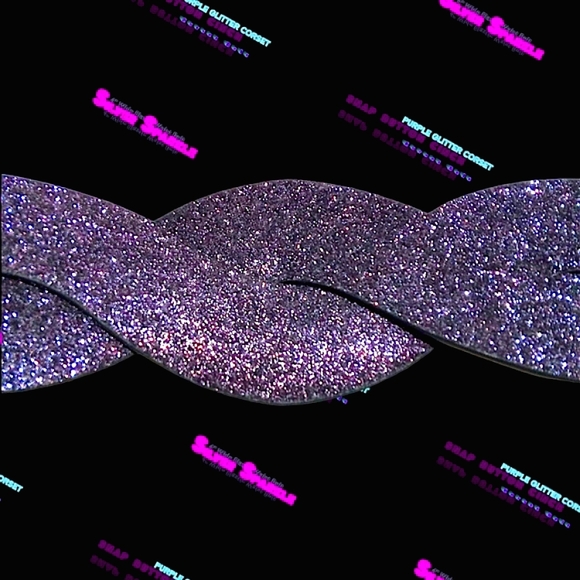 Glitter Poppin Purple Glimmer Stretchy Silver Shimmer Snap Button Cinch Belt | L - Picture 15 of 17